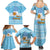 Argentina Christmas Family Matching Summer Maxi Dress and Hawaiian Shirt with Blue-White Snowflake Pattern, Sun Emblem, and Map Motif - Wonder Print Shop