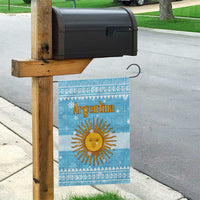 Argentina Christmas Garden Flag with Blue-White Snowflake Pattern, Sun Emblem, and Map Motif - Wonder Print Shop