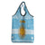 Argentina Christmas Grocery Bag with Blue-White Snowflake Pattern, Sun Emblem, and Map Motif - Wonder Print Shop