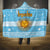 Argentina Christmas Hooded Blanket with Blue-White Snowflake Pattern, Sun Emblem, and Map Motif - Wonder Print Shop