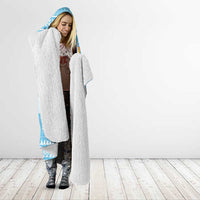 Argentina Christmas Hooded Blanket with Blue-White Snowflake Pattern, Sun Emblem, and Map Motif - Wonder Print Shop