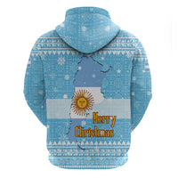 Argentina Christmas Hoodie with Blue-White Snowflake Pattern, Sun Emblem, and Map Motif - Wonder Print Shop