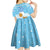Argentina Christmas Kid Short Sleeve Dress with Blue-White Snowflake Pattern, Sun Emblem, and Map Motif - Wonder Print Shop