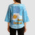 Argentina Christmas Kimono Sleeve Blouse with Blue-White Snowflake Pattern, Sun Emblem, and Map Motif - Wonder Print Shop