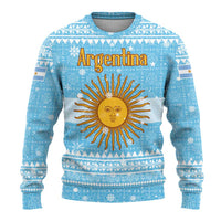 Argentina Christmas Ugly Christmas Sweater with Blue-White Snowflake Pattern, Sun Emblem, and Map Motif - Wonder Print Shop
