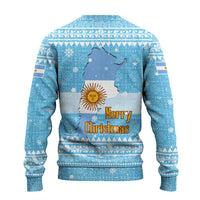 Argentina Christmas Ugly Christmas Sweater with Blue-White Snowflake Pattern, Sun Emblem, and Map Motif - Wonder Print Shop