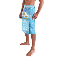 Argentina Christmas Lavalava with Blue-White Snowflake Pattern, Sun Emblem, and Map Motif - Wonder Print Shop