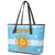 Argentina Christmas Leather Tote Bag with Blue-White Snowflake Pattern, Sun Emblem, and Map Motif - Wonder Print Shop