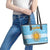 Argentina Christmas Leather Tote Bag with Blue-White Snowflake Pattern, Sun Emblem, and Map Motif - Wonder Print Shop