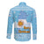 Argentina Christmas Long Sleeve Button Shirt with Blue-White Snowflake Pattern, Sun Emblem, and Map Motif - Wonder Print Shop