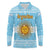 Argentina Christmas Long Sleeve Polo Shirt with Blue-White Snowflake Pattern, Sun Emblem, and Map Motif - Wonder Print Shop