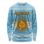 Argentina Christmas Long Sleeve Shirt with Blue-White Snowflake Pattern, Sun Emblem, and Map Motif - Wonder Print Shop