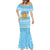 Argentina Christmas Mermaid Dress with Blue-White Snowflake Pattern, Sun Emblem, and Map Motif - Wonder Print Shop