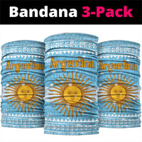 Argentina Christmas Neck Gaiter with Blue-White Snowflake Pattern, Sun Emblem, and Map Motif - Wonder Print Shop