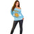 Argentina Christmas Off Shoulder Sweater with Blue-White Snowflake Pattern, Sun Emblem, and Map Motif - Wonder Print Shop