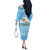 Argentina Christmas Off The Shoulder Long Sleeve Dress with Blue-White Snowflake Pattern, Sun Emblem, and Map Motif - Wonder Print Shop