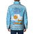 Argentina Christmas Padded Jacket with Blue-White Snowflake Pattern, Sun Emblem, and Map Motif - Wonder Print Shop