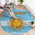 Argentina Christmas Round Carpet with Blue-White Snowflake Pattern, Sun Emblem, and Map Motif - Wonder Print Shop