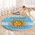 Argentina Christmas Round Carpet with Blue-White Snowflake Pattern, Sun Emblem, and Map Motif - Wonder Print Shop