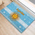 Argentina Christmas Rubber Doormat with Blue-White Snowflake Pattern, Sun Emblem, and Map Motif - Wonder Print Shop