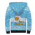 Argentina Christmas Sherpa Hoodie with Blue-White Snowflake Pattern, Sun Emblem, and Map Motif - Wonder Print Shop