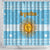 Argentina Christmas Shower Curtain with Blue-White Snowflake Pattern, Sun Emblem, and Map Motif - Wonder Print Shop