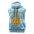 Argentina Christmas Sleeveless Zip Hoodie with Blue-White Snowflake Pattern, Sun Emblem, and Map Motif - Wonder Print Shop