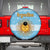 Argentina Christmas Spare Tire Cover with Blue-White Snowflake Pattern, Sun Emblem, and Map Motif - Wonder Print Shop