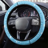 Argentina Christmas Steering Wheel Cover with Blue-White Snowflake Pattern, Sun Emblem, and Map Motif - Wonder Print Shop