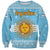 Argentina Christmas Sweatshirt with Blue-White Snowflake Pattern, Sun Emblem, and Map Motif - Wonder Print Shop