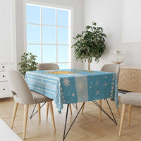 Argentina Christmas Tablecloth with Blue-White Snowflake Pattern, Sun Emblem, and Map Motif - Wonder Print Shop