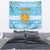 Argentina Christmas Tapestry with Blue-White Snowflake Pattern, Sun Emblem, and Map Motif - Wonder Print Shop