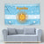 Argentina Christmas Tapestry with Blue-White Snowflake Pattern, Sun Emblem, and Map Motif - Wonder Print Shop