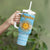 Argentina Christmas Tumbler With Handle with Blue-White Snowflake Pattern, Sun Emblem, and Map Motif - Wonder Print Shop