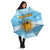 Argentina Christmas Umbrella with Blue-White Snowflake Pattern, Sun Emblem, and Map Motif - Wonder Print Shop