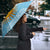 Argentina Christmas Umbrella with Blue-White Snowflake Pattern, Sun Emblem, and Map Motif - Wonder Print Shop