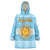 Argentina Christmas Wearable Blanket Hoodie with Blue-White Snowflake Pattern, Sun Emblem, and Map Motif - Wonder Print Shop