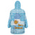 Argentina Christmas Wearable Blanket Hoodie with Blue-White Snowflake Pattern, Sun Emblem, and Map Motif - Wonder Print Shop