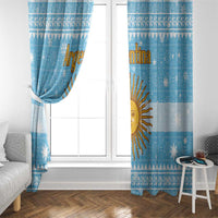 Argentina Christmas Window Curtain with Blue-White Snowflake Pattern, Sun Emblem, and Map Motif - Wonder Print Shop