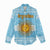Argentina Christmas Women Casual Shirt with Blue-White Snowflake Pattern, Sun Emblem, and Map Motif - Wonder Print Shop