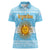 Argentina Christmas Women Polo Shirt with Blue-White Snowflake Pattern, Sun Emblem, and Map Motif - Wonder Print Shop