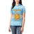 Argentina Christmas Women Polo Shirt with Blue-White Snowflake Pattern, Sun Emblem, and Map Motif - Wonder Print Shop