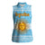 Argentina Christmas Women Sleeveless Polo Shirt with Blue-White Snowflake Pattern, Sun Emblem, and Map Motif - Wonder Print Shop