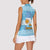 Argentina Christmas Women Sleeveless Polo Shirt with Blue-White Snowflake Pattern, Sun Emblem, and Map Motif - Wonder Print Shop