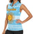 Argentina Christmas Women Sleeveless Polo Shirt with Blue-White Snowflake Pattern, Sun Emblem, and Map Motif - Wonder Print Shop