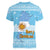 Argentina Christmas Women V-Neck T-Shirt with Blue-White Snowflake Pattern, Sun Emblem, and Map Motif - Wonder Print Shop