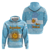 Argentina Christmas Zip Hoodie with Blue-White Snowflake Pattern, Sun Emblem, and Map Motif - Wonder Print Shop