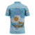 Argentina Christmas Zipper Polo Shirt with Blue-White Snowflake Pattern, Sun Emblem, and Map Motif - Wonder Print Shop