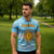 Argentina Christmas Zipper Polo Shirt with Blue-White Snowflake Pattern, Sun Emblem, and Map Motif - Wonder Print Shop