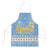 Argentina Christmas Apron with Blue-White Snowflake Pattern, Sun Emblem, and Gaucho Santa Riding Horse Motif - Wonder Print Shop